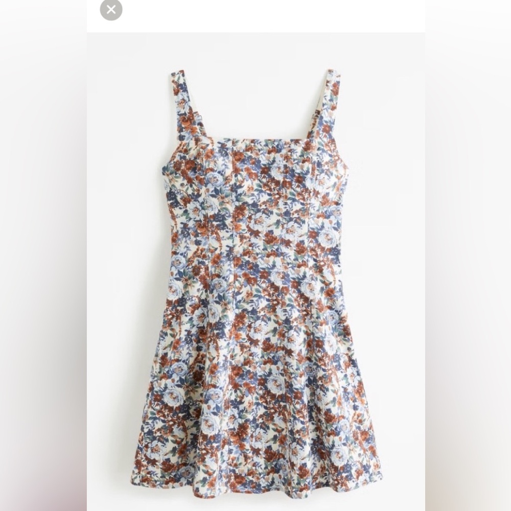 Abercrombie Mila Stretch Cotton A-line Mini Dress in brown floral